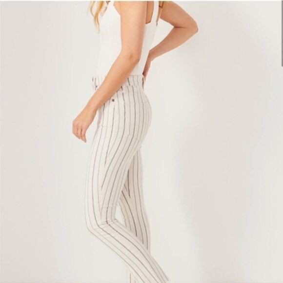 Abercrombie Simone High Rise Slim Jeans Striped Size 32 / 14 - Picture 3 of 16